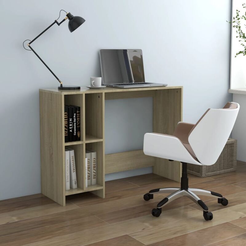 foto del prodotto vidaxl scrivania grigio lucido 102,5x35x75 cm in truciolato colore marrone