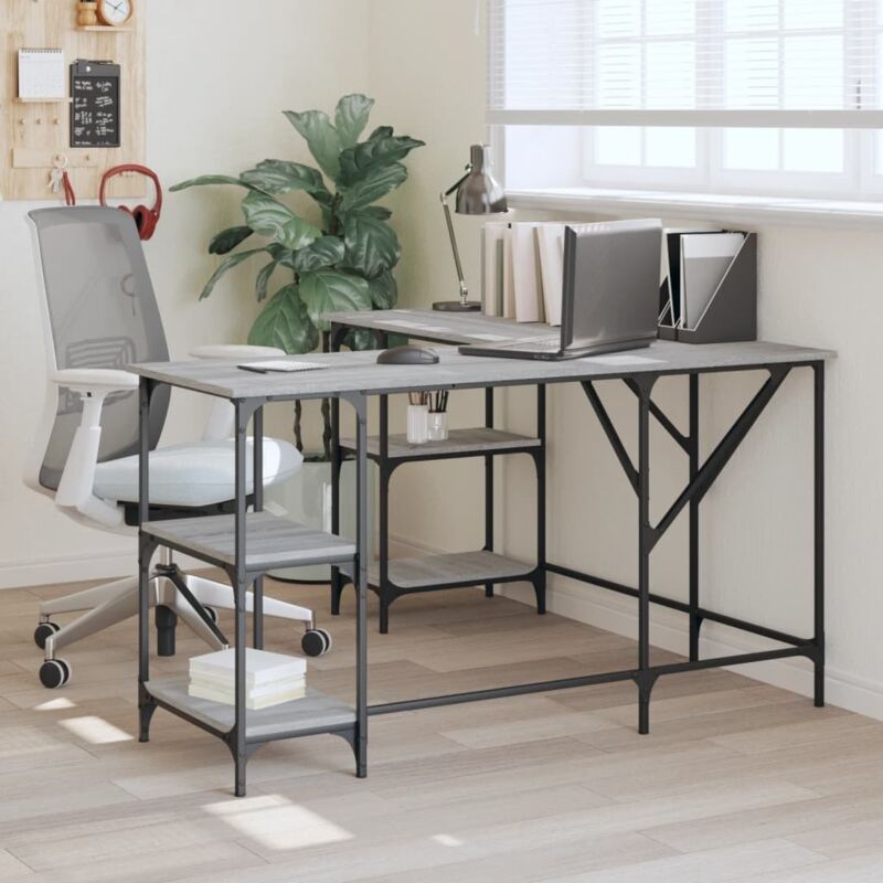foto del prodotto vidaxl scrivania grigio sonoma 139x139x75 cm in legno multistrato