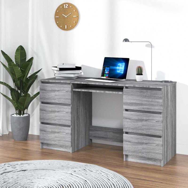 foto del prodotto vidaxl - scrivania grigio sonoma 140x50x77 cm in legno multistrato