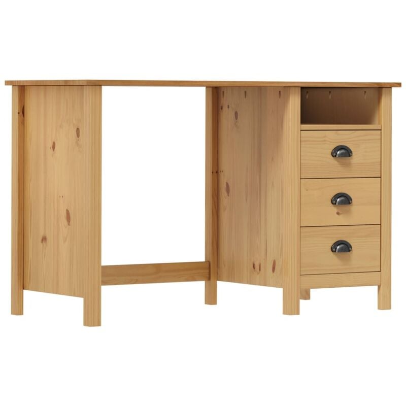 foto del prodotto vidaxl scrivania hill range con 3 cassetti 120x50x74 cm in legno massello di pino vari colori colore marrone miele