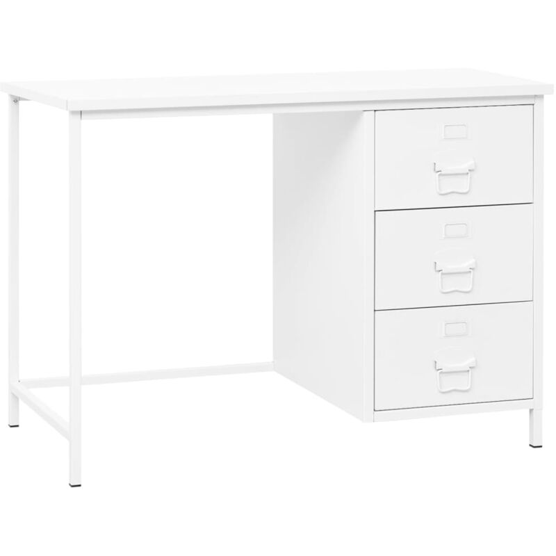 foto del prodotto vidaxl scrivania industriale con cassetti bianca 105x52x75 cm acciaio