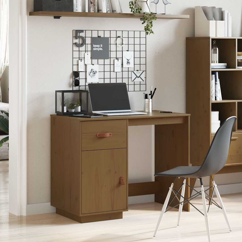 foto del prodotto vidaxl scrivania marrone ambra 95x50x75 cm in legno massello di pino