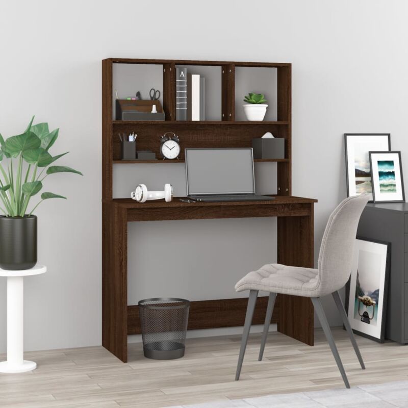 foto del prodotto vidaxl scrivania mensole rovere marrone 102x45x148cm legno multistrato