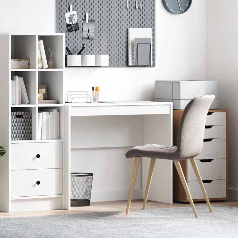 foto del prodotto vidaxl scrivania minimalista bianca legno ingegnerizzato media minimalistica