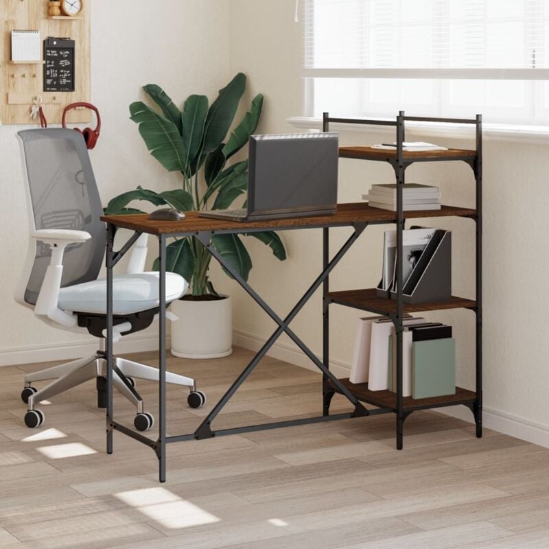 foto del prodotto vidaxl scrivania per computer con scaffali rovere marrone 120x47x109cm