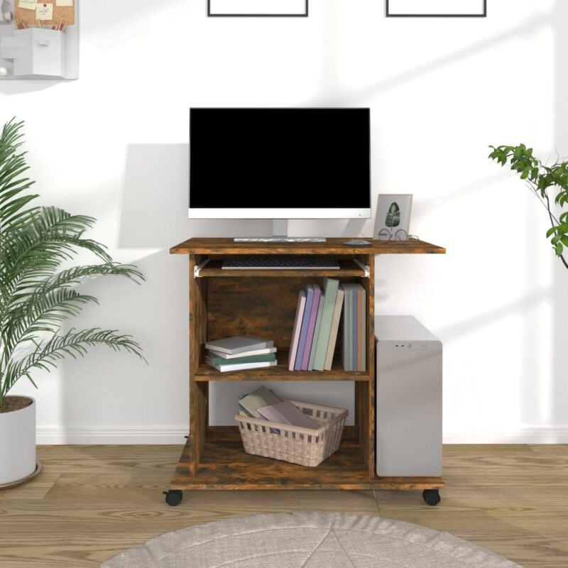 foto del prodotto vidaxl scrivania per computer rovere fumo 80x50x75cm legno multistrato