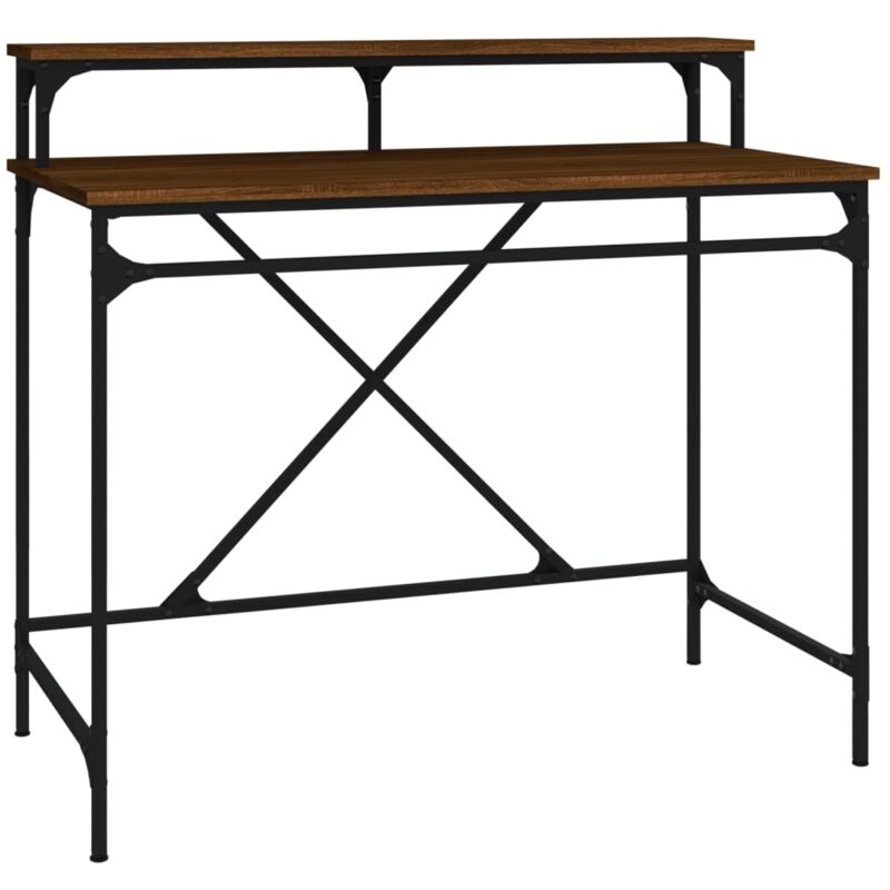 foto del prodotto vidaxl scrivania rovere marrone 100x50x90 cm legno multistrato e ferro
