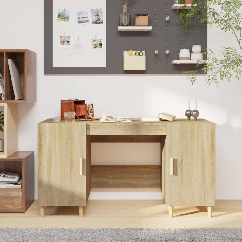 foto del prodotto vidaxl scrivania rovere sonoma 140x50x75 cm in legno multistrato