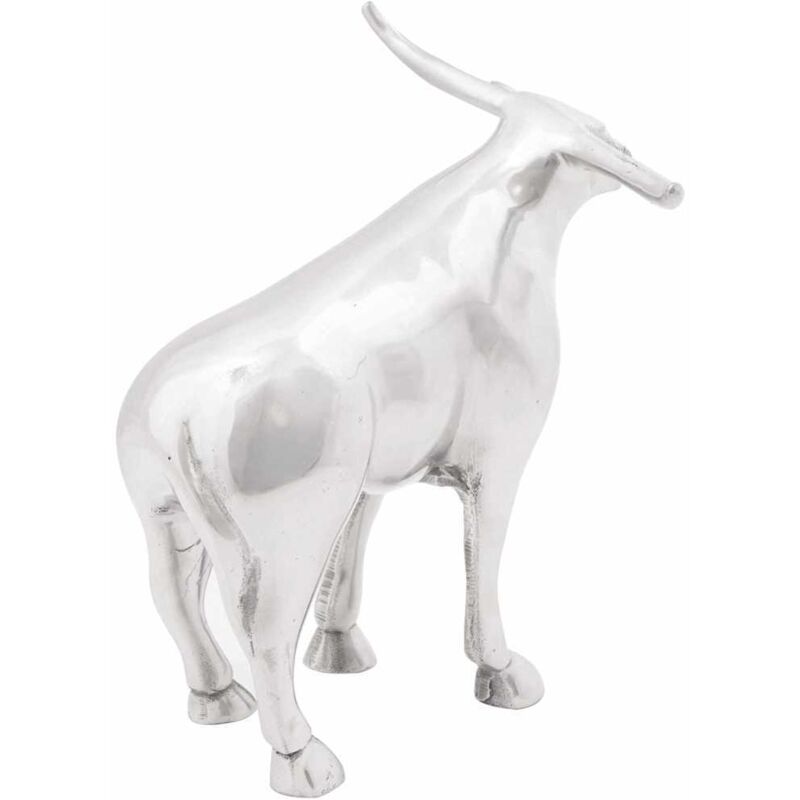 foto del prodotto vidaxl scultura di toro argento 20 x 17 x 23 cm alluminio