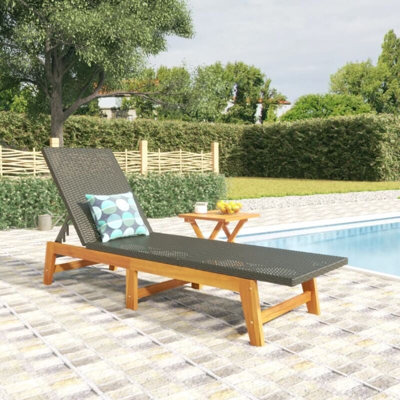 foto del prodotto vidaxl sdraio con tavolo polyrattan e legno massello di acacia
