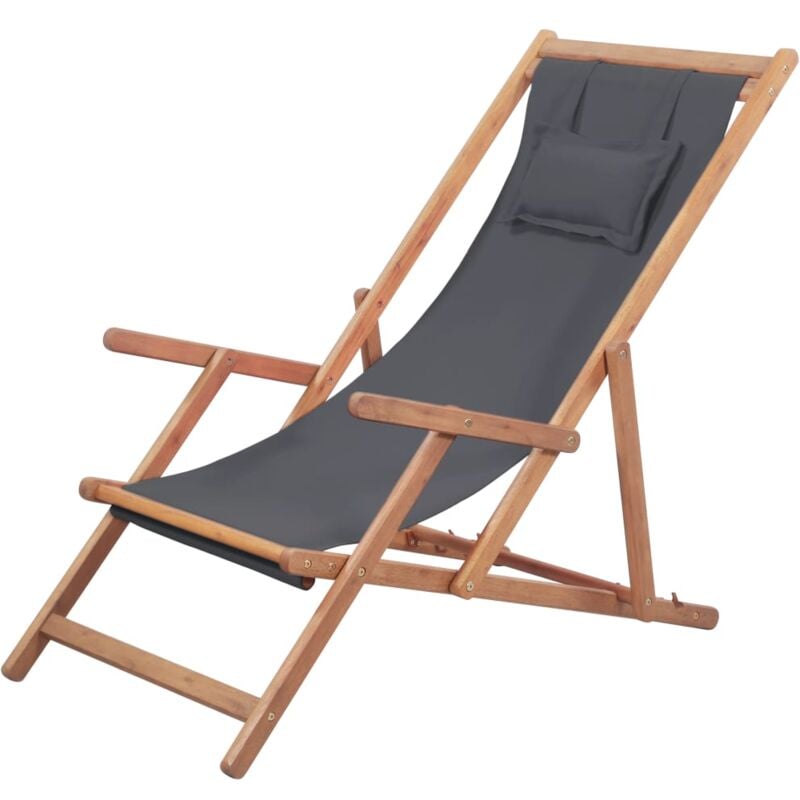 immagine 0 del prodotto vidaxl sdraio da spiaggia pieghevole telaio in legno e tessuto grigio