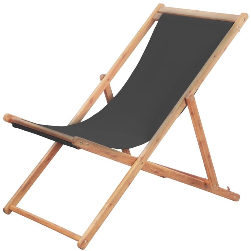 foto del prodotto vidaxl sdraio da spiaggia pieghevole telaio in legno e tessuto grigio