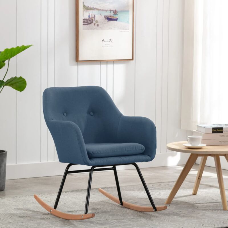 foto del prodotto vidaxl sedia a dondolo blu in tessuto