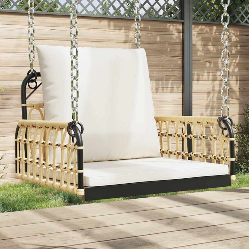 foto del prodotto vidaxl sedia a dondolo con cuscini 63x58x39 cm polyrattan e acciaio