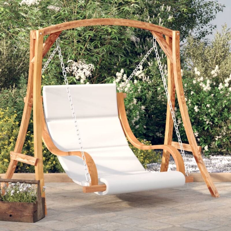 foto del prodotto vidaxl sedia a dondolo con cuscino massello di abete finitura in teak