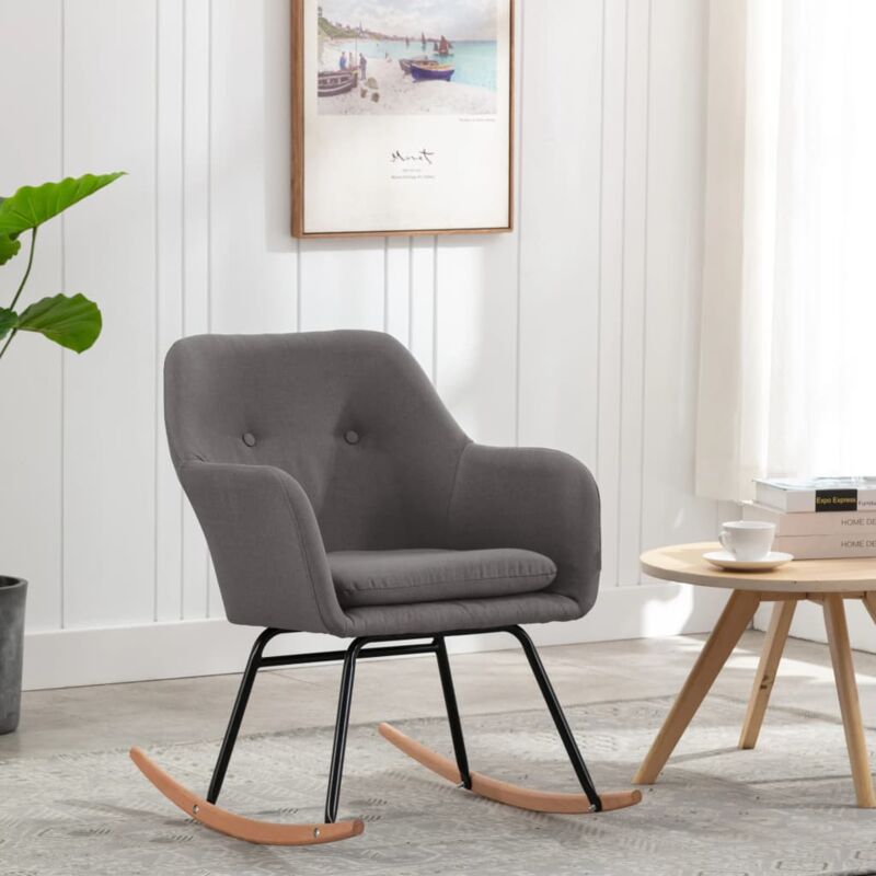 foto del prodotto vidaxl sedia a dondolo in tessuto con cuscino poltrona relax vari colori colore grigio chiaro