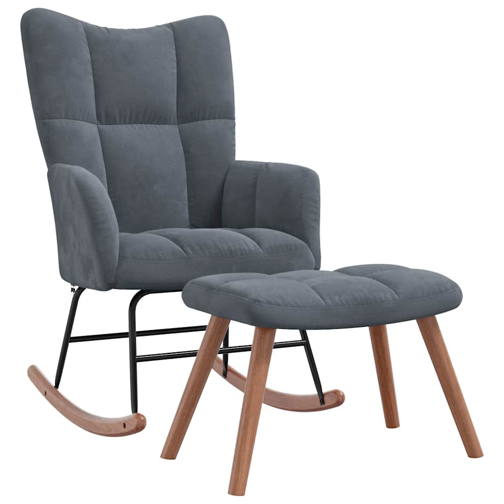 foto del prodotto vidaxl sedia a dondolo in velluto imbottita elegante con poggiapiedi vari colori colore grigio scuro