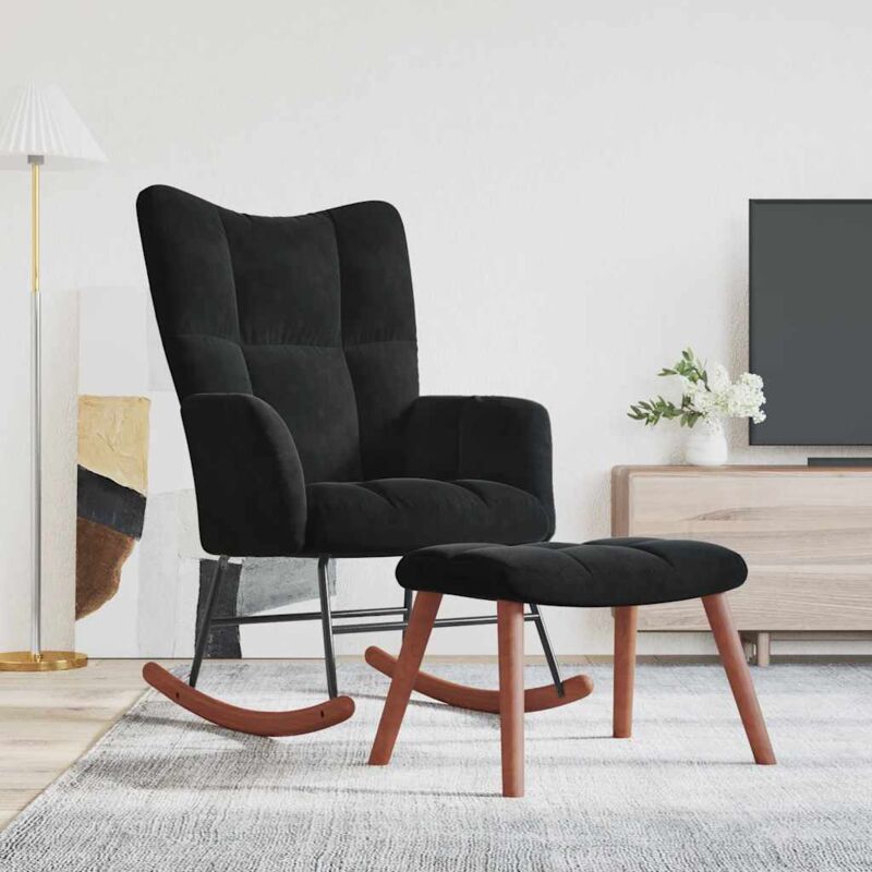 foto del prodotto vidaxl sedia a dondolo in velluto imbottita elegante con poggiapiedi vari colori colore nero