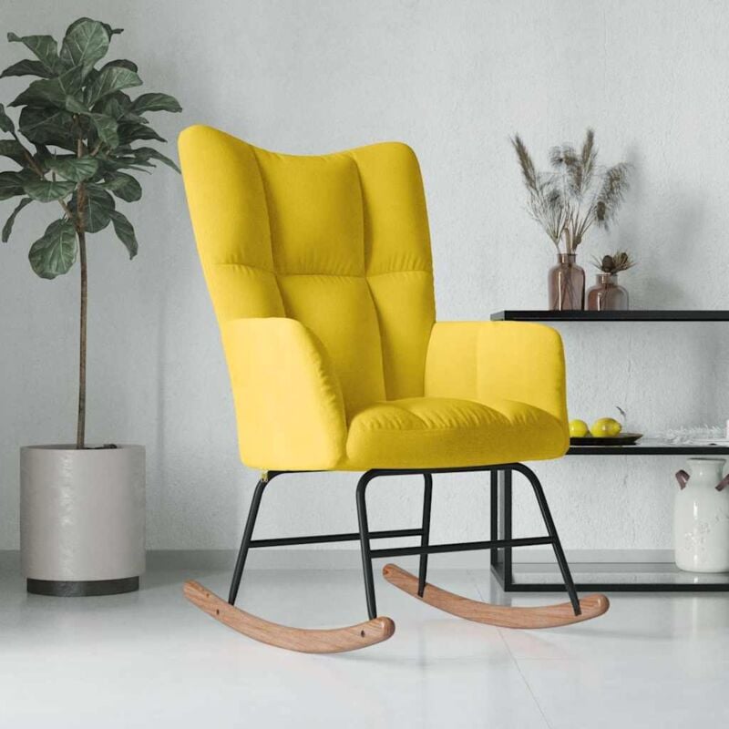 foto del prodotto vidaxl sedia a dondolo in velluto imbottita elegante vari colori disponibili colore giallo