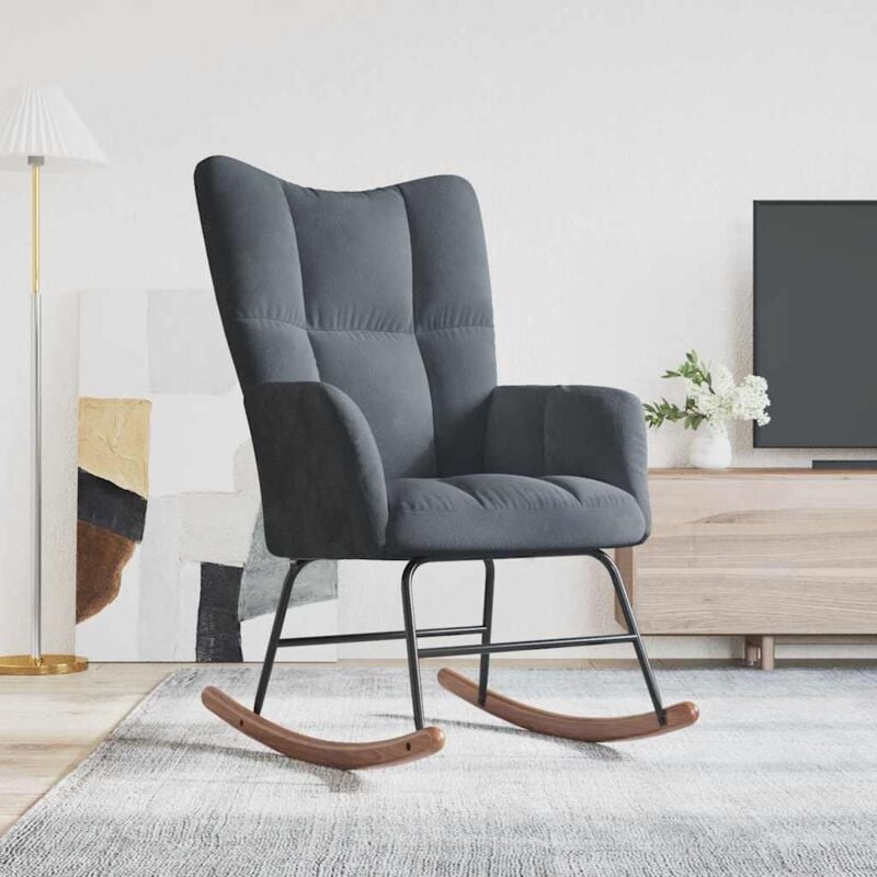 foto del prodotto vidaxl sedia a dondolo in velluto imbottita elegante vari colori disponibili colore grigio scuro