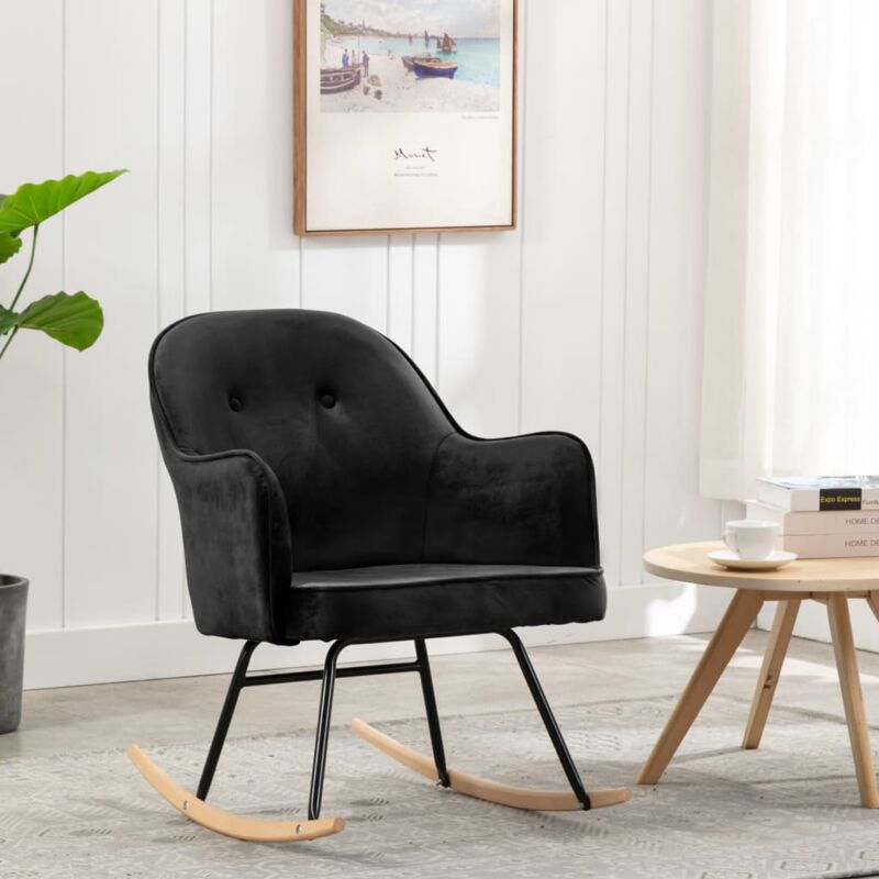 foto del prodotto vidaxl sedia a dondolo in velluto poltrona relax design moderno vari colori colore nero