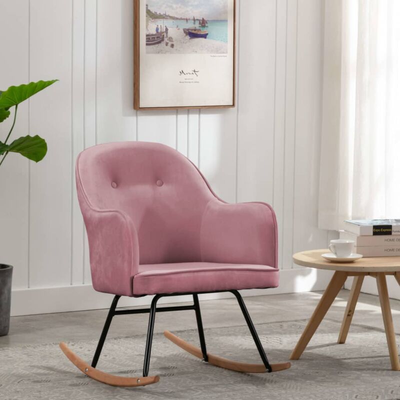 foto del prodotto vidaxl sedia a dondolo rosa in velluto