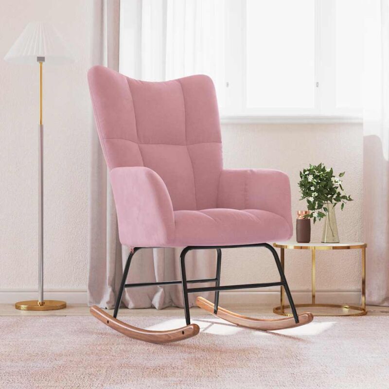 foto del prodotto vidaxl sedia a dondolo rosa in velluto