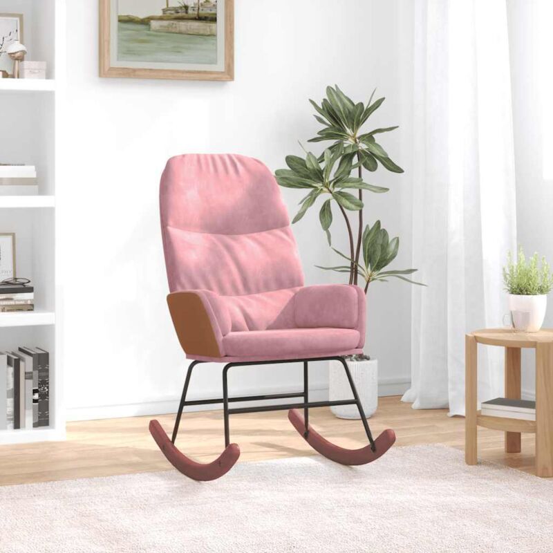 foto del prodotto vidaxl sedia a dondolo rosa in velluto