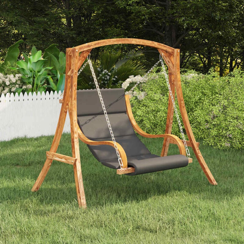 foto del prodotto vidaxl sedia a dondolo senza telaio con cuscino in legno curvato