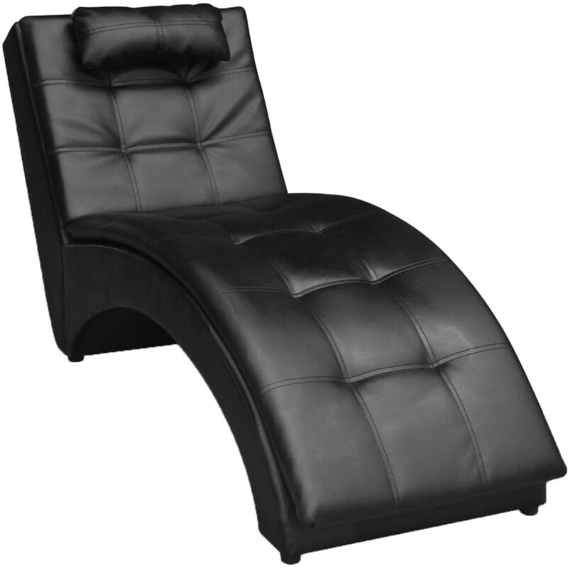 foto del prodotto vidaxl sedia a sdraio con cuscino nera in similpelle