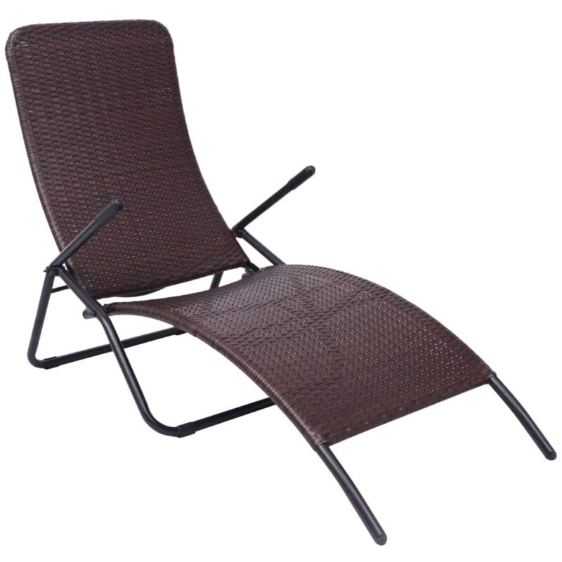 foto del prodotto vidaxl sedia a sdraio pieghevole in polyrattan stile elegante ed ergonomico vari colori colore marrone