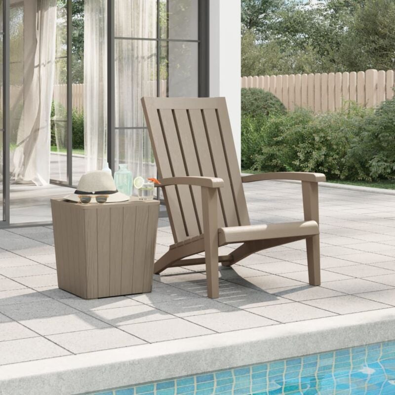 foto del prodotto vidaxl sedia adirondack da giardino in polipropilene marrone chiaro