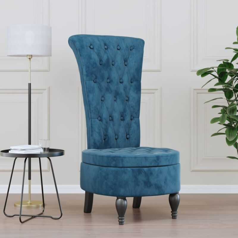 foto del prodotto vidaxl sedia con schienale alto design con bottoni in velluto blu 356964