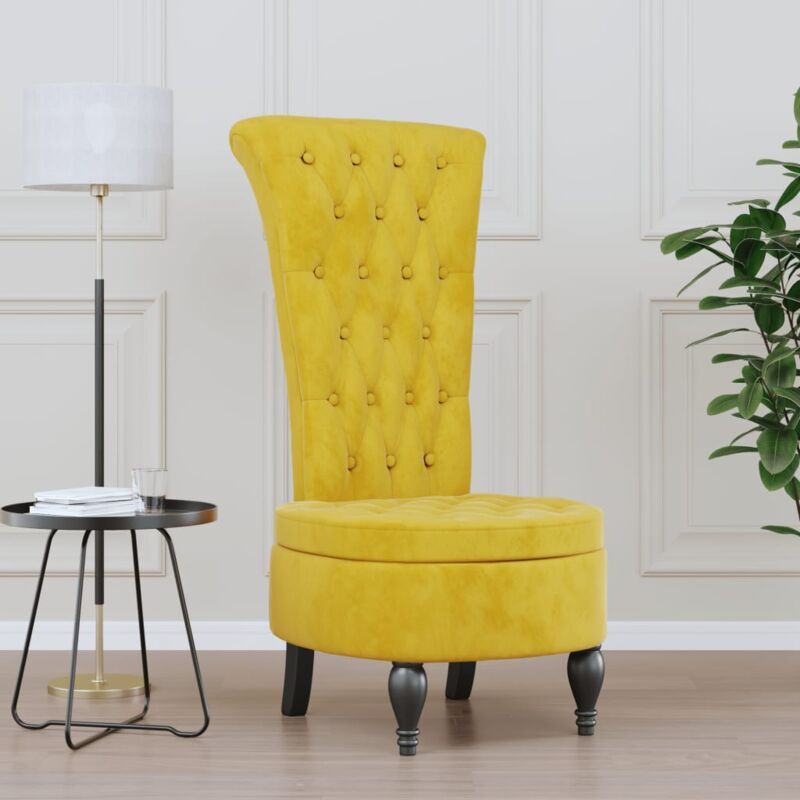 foto del prodotto vidaxl sedia con schienale alto design con bottoni in velluto giallo