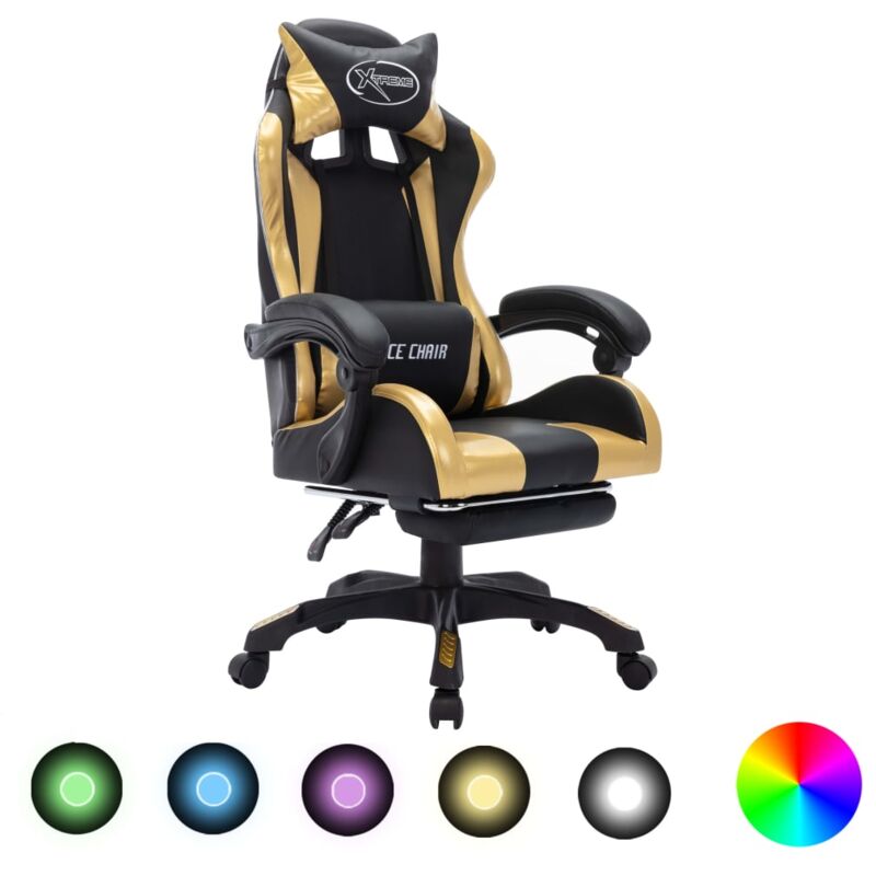 foto del prodotto vidaxl - sedia da gaming con luci a led rgb oro e nera in similpelle