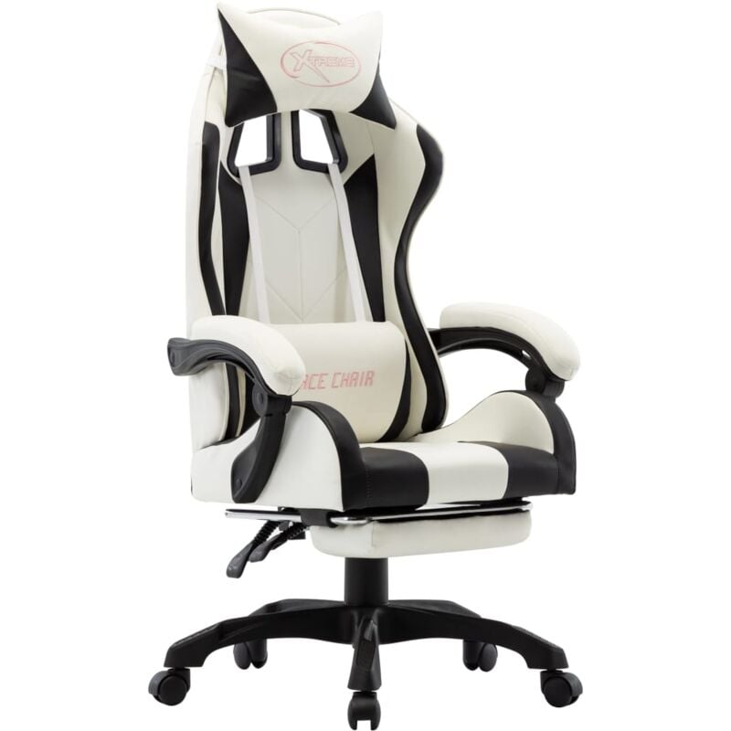 foto del prodotto vidaxl sedia da gaming con poggiapiedi nera e bianca in similpelle