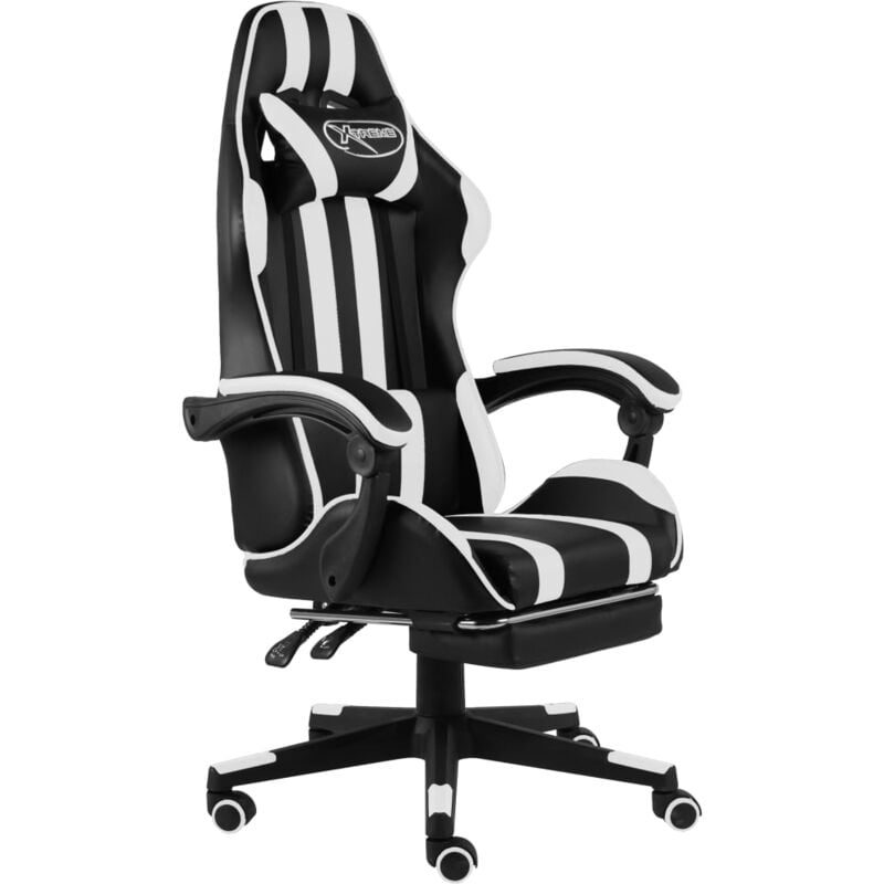 foto del prodotto vidaxl sedia da gaming con poggiapiedi nera e bianca in similpelle