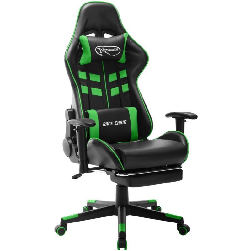 foto del prodotto vidaxl sedia da gaming con poggiapiedi nera e verde in similpelle 254024