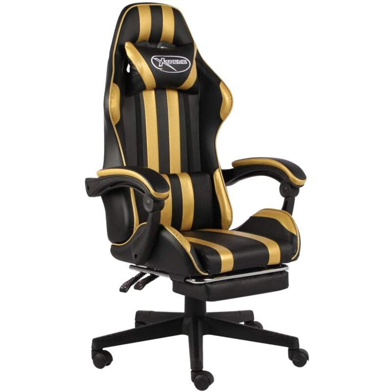 foto del prodotto vidaxl - sedia da gaming con poggiapiedi nero e oro in similpelle
