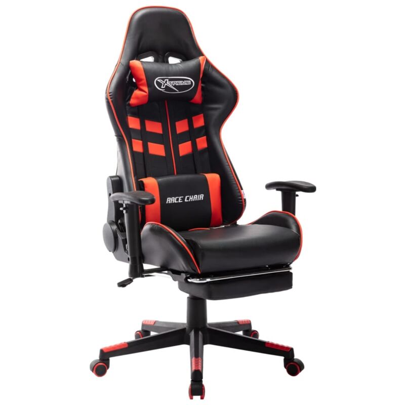 foto del prodotto vidaxl sedia da gaming con poggiapiedi rossa e nera in similpelle 463623