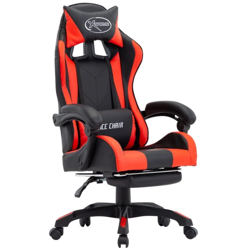 foto del prodotto vidaxl sedia da gaming con poggiapiedi rossa e nera in similpelle