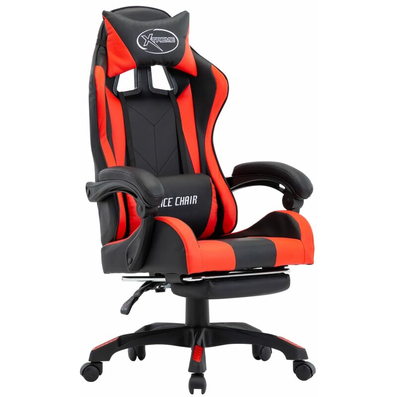 foto del prodotto vidaxl sedia da gaming con poggiapiedi rossa e nera in similpelle 940937