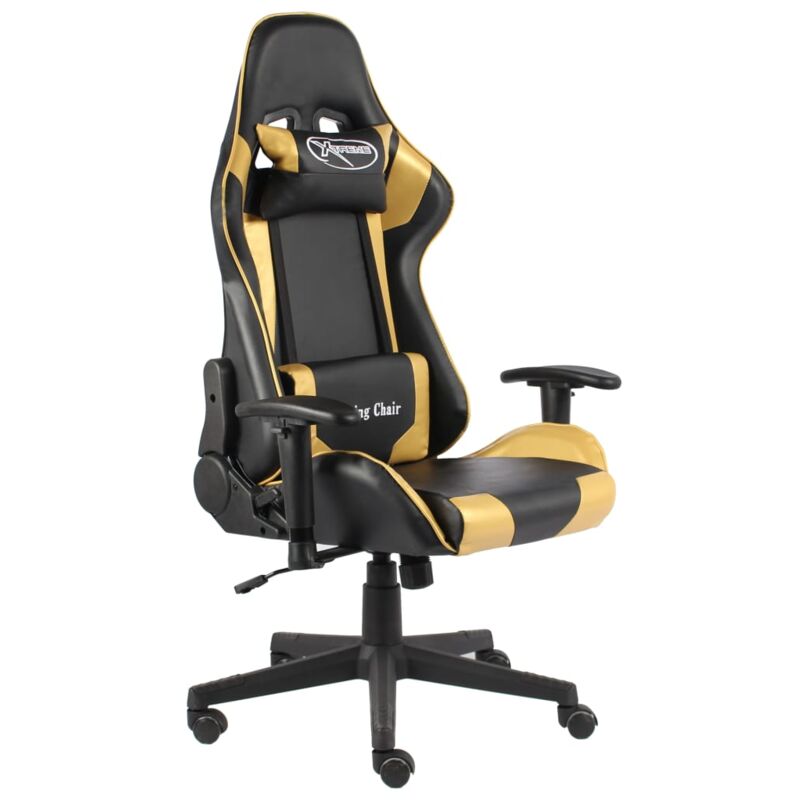 foto del prodotto vidaxl sedia da gaming girevole oro in pvc