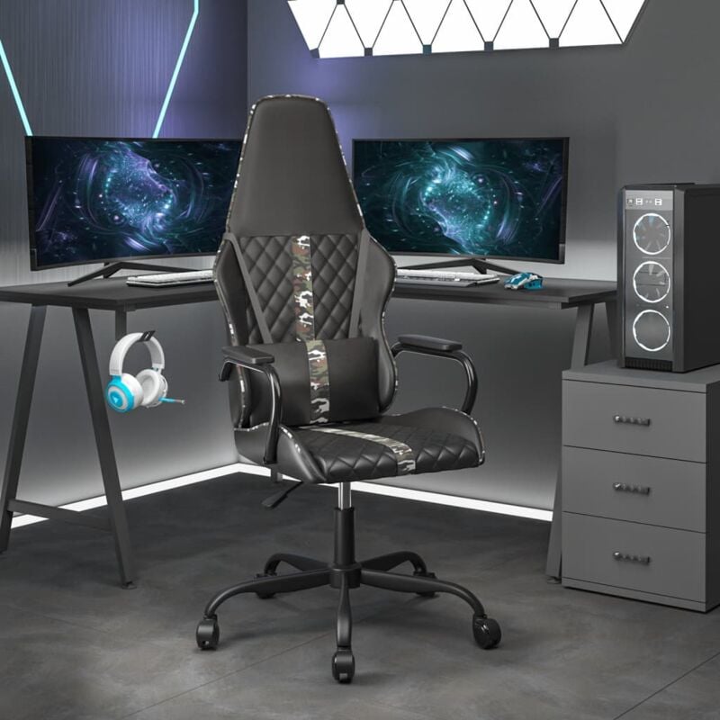 foto del prodotto vidaxl sedia da gaming massaggiante mimetico e nero in similpelle