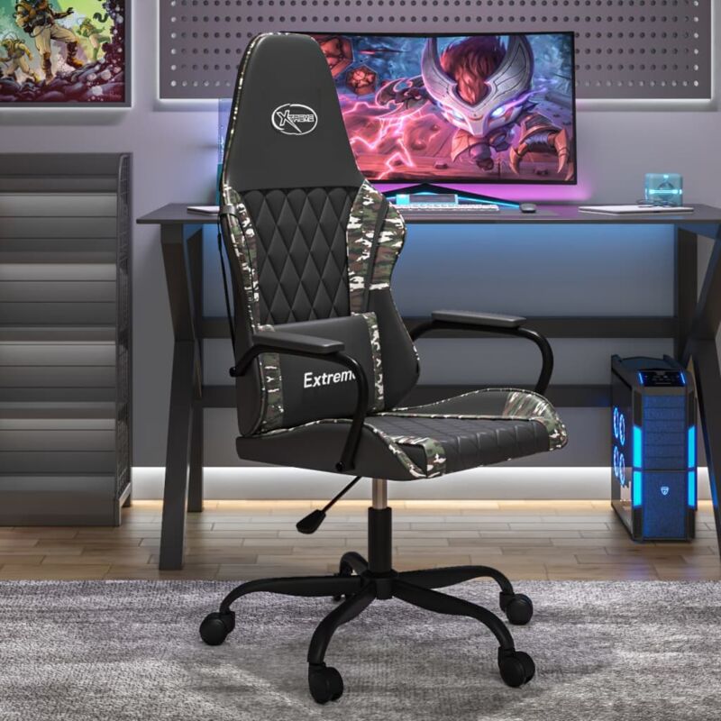 foto del prodotto vidaxl sedia da gaming massaggiante nero e mimetico in similpelle
