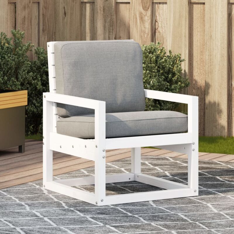 foto del prodotto vidaxl sedia da giardino bianca 57,5x63x76 cm legno massello di pino