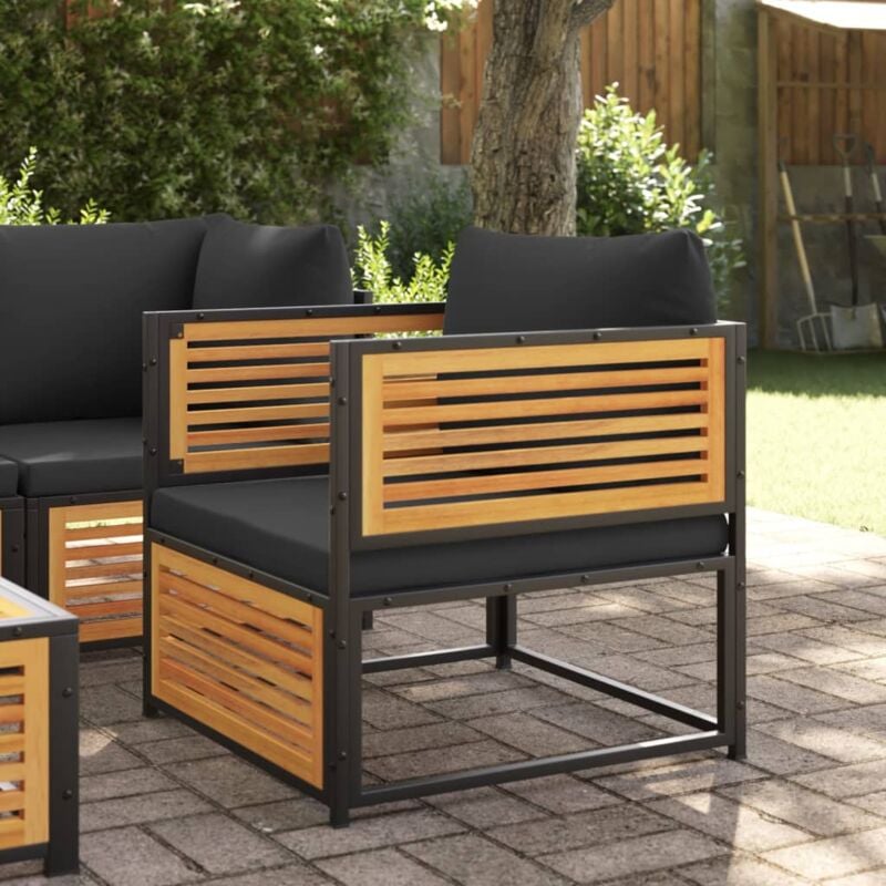 foto del prodotto vidaxl sedia da giardino con cuscini in legno massello di acacia