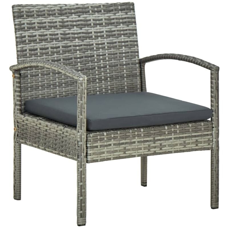 foto del prodotto vidaxl sedia da giardino con cuscino in polyrattan grigio