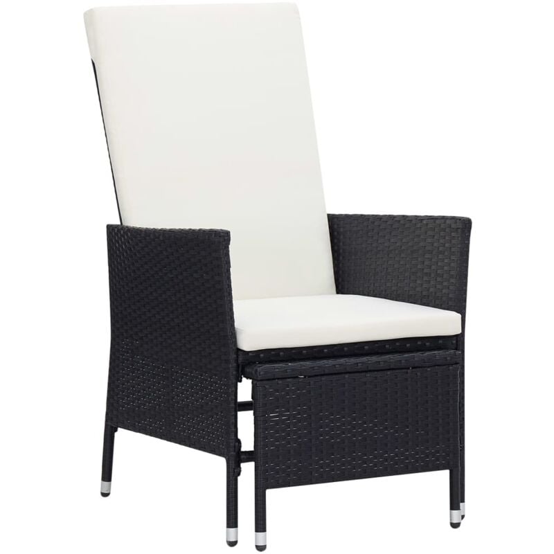 foto del prodotto vidaxl sedia da giardino reclinabile con cuscino in polyrattan nero