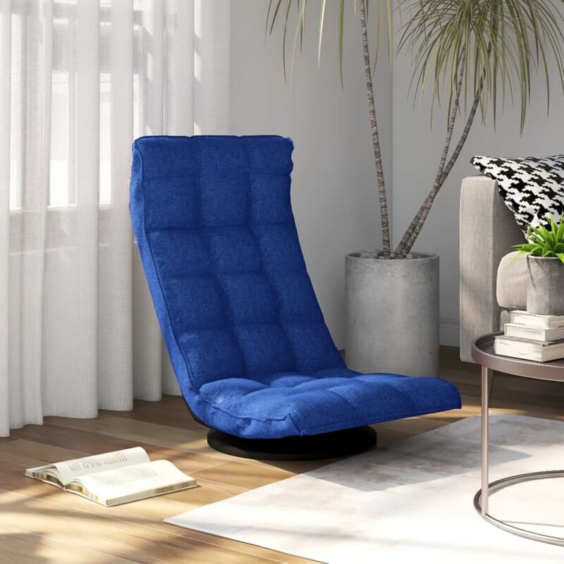 foto del prodotto vidaxl sedia da pavimento girevole blu in tessuto 666884